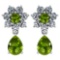 Certified 4.86 Ctw Peridot And Diamond 18K White Gold Halo Dangling Earrings