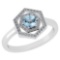 Certified 0.69 Ctw Aquamarine And Diamond Platinum Halo Ring