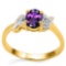 0.71 CT AMETHYST AND ACCENT DIAMOND 0.03 CT 10KT SOLID YELLOW GOLD RING