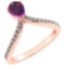 Certified 0.97 Ctw Amethyst And Diamond 14k Rose Gold Halo Ring G-H VS/SI1