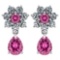 Certified 4.86 Ctw Pink Tourmaline And Diamond 18K White Gold Halo Dangling Earrings