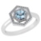 Certified 0.69 Ctw Aquamarine And Diamond 18K White Gold Halo Ring G-H VSSI1