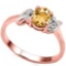 0.59 CT CITRINE AND ACCENT DIAMOND 0.03 CT 10KT SOLID RED GOLD RING