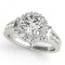 CERTIFIED PLATINUM 1.54 CTW G-H/VS-SI1 DIAMOND HALO ENGAGEMENT RING