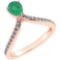 Certified 0.97 Ctw Emerald And Diamond 14k Rose Gold Halo Ring G-H VS/SI1