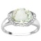 2.1 CT GREEN AMETHYST 0.07 CT WHITE TOPAZ AND ACCENT DIAMOND 0.09 CT 10KT SOLID WHITE GOLD RING