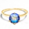 0.8 CT OCEAN BLUE MYSTIC QUARTZ 10KT SOLID YELLOW GOLD RING