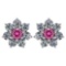 Certified 1.86 Ctw Pink Tourmaline And Diamond Platinum Halo Stud Earrings