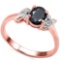 0.97 CT BLACK SAPPHIRE AND ACCENT DIAMOND 0.03 CT 10KT SOLID RED GOLD RING
