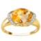 2.08 CT DARK CITRINE 0.1 CT CITRINE AND ACCENT DIAMOND 0.09 CT 10KT SOLID YELLOW GOLD RING