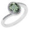 Certified 1.44 Ctw Green Amethyst And Diamond 14k White Gold Halo Ring G-H VS/SI1