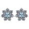 Certified 1.86 Ctw Aquamarine And Diamond Platinum Halo Stud Earrings