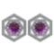 Certified 1.38 Ctw Amethyst And Diamond 18k White Gold Halo Stud Earrings G-H VS/SI1
