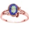 0.89 CT OCEANIC BLUE MYSTIC QUARTZ AND ACCENT DIAMOND 0.01 CT 10KT SOLID RED GOLD RING