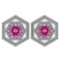 Certified 1.38 Ctw Pink Tourmaline And Diamond 18k White Gold Halo Stud Earrings G-H VS/SI1