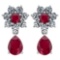 Certified 4.86 Ctw Ruby And Diamond Platinum Halo Dangling Earrings