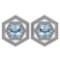 Certified 1.38 Ctw Aquamarine And Diamond 18k White Gold Halo Stud Earrings G-H VS/SI1