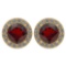 Certified 1.06 Ctw Garnet And Diamond 18K Yellow Gold Halo Stud Earrings G-H VS/SI1