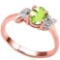 0.71 CT PERIDOT AND ACCENT DIAMOND 0.03 CT 10KT SOLID RED GOLD RING