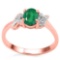 0.65 CT EMERALD AND ACCENT DIAMOND 0.03 CT 10KT SOLID RED GOLD RING