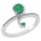 Certified 0.85 Ctw Emerald And Diamond 14k White Gold Halo Ring G-H VS/SI1