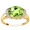 3.16 CT PERIDOT 0.1 CT WHITE TOPAZ AND ACCENT DIAMOND 0.09 CT 10KT SOLID YELLOW GOLD RING
