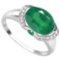 2.06 CT EMERALD 0.1 CT EMERALD AND ACCENT DIAMOND 0.09 CT 10KT SOLID WHITE GOLD RING