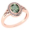 Certified 1.39 Ctw Green Amethyst And Diamond 14k Rose Gold Halo Ring G-H VS/SI1