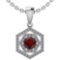 Certified 0.69 Ctw Garnet And Diamond Platinum Halo Pendant