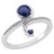 Certified 0.85 Ctw Blue Sapphire And Diamond 14k White Gold Halo Ring G-H VS/SI1