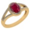 Certified 1.52 Ctw Ruby And Diamond 14k Yellow Gold Halo Ring G-H VS/SI1