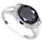 2.68 CT BLACK SAPPHIRE 0.1 CT SAPPHIRE AND ACCENT DIAMOND 0.09 CT 10KT SOLID WHITE GOLD RING