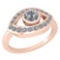 Certified 0.49 Ctw Diamond SI1/SI2 Halo Ring 18k Rose Gold Made In USA