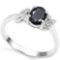 0.97 CT BLACK SAPPHIRE AND ACCENT DIAMOND 0.03 CT 10KT SOLID WHITE GOLD RING
