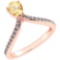 Certified 0.97 Ctw Citrine And Diamond 14k Rose Gold Halo Ring G-H VS/SI1