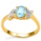 0.97 CT SKY BLUE TOPAZ AND ACCENT DIAMOND 0.03 CT 10KT SOLID YELLOW GOLD RING