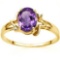 1.10 CT AMETHYST AND ACCENT DIAMOND 0.01 CT 10KT SOLID YELLOW GOLD RING