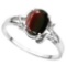 1.28 CT REDISH GARNET AND ACCENT DIAMOND 0.01 CT 10KT SOLID WHITE GOLD RING