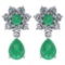 Certified 4.86 Ctw Emerald And Diamond Platinum Halo Dangling Earrings