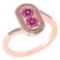 Certified 0.68 Ctw Pink Tourmaline And Diamond 14k Rose Gold Halo Ring G-H VS/SI1