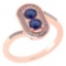 Certified 0.68 Ctw Blue Sapphire And Diamond 14k Rose Gold Halo Ring G-H VS/SI1