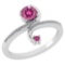 Certified 0.85 Ctw Pink Tourmaline And Diamond 14k White Gold Halo Ring G-H VS/SI1