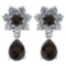 Certified 4.86 Ctw Smoky Quarzt And Diamond 18K White Gold Dangling Earrings