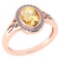 Certified 1.39 Ctw Citrine And Diamond 14k Rose Gold Halo Ring G-H VS/SI1