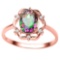 0.96 CT RAINBOW MYSTIC QUARTZ AND ACCENT DIAMOND 0.02 CT 10KT SOLID RED GOLD RING
