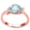 0.97 CT SKY BLUE TOPAZ AND ACCENT DIAMOND 0.03 CT 10KT SOLID RED GOLD RING