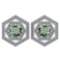 Certified 1.38 Ctw Green Amethyst And Diamond 18k White Gold Halo Stud Earrings G-H VS/SI1