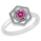 Certified 0.69 Ctw Pink Tourmaline And Diamond 18K White Gold Halo Ring G-H VSSI1