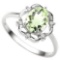 1.01 CT GREEN AMETHYST AND ACCENT DIAMOND 0.02 CT 10KT SOLID WHITE GOLD RING