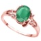 1.10 CT EMERALD AND ACCENT DIAMOND 0.01 CT 10KT SOLID RED GOLD RING
